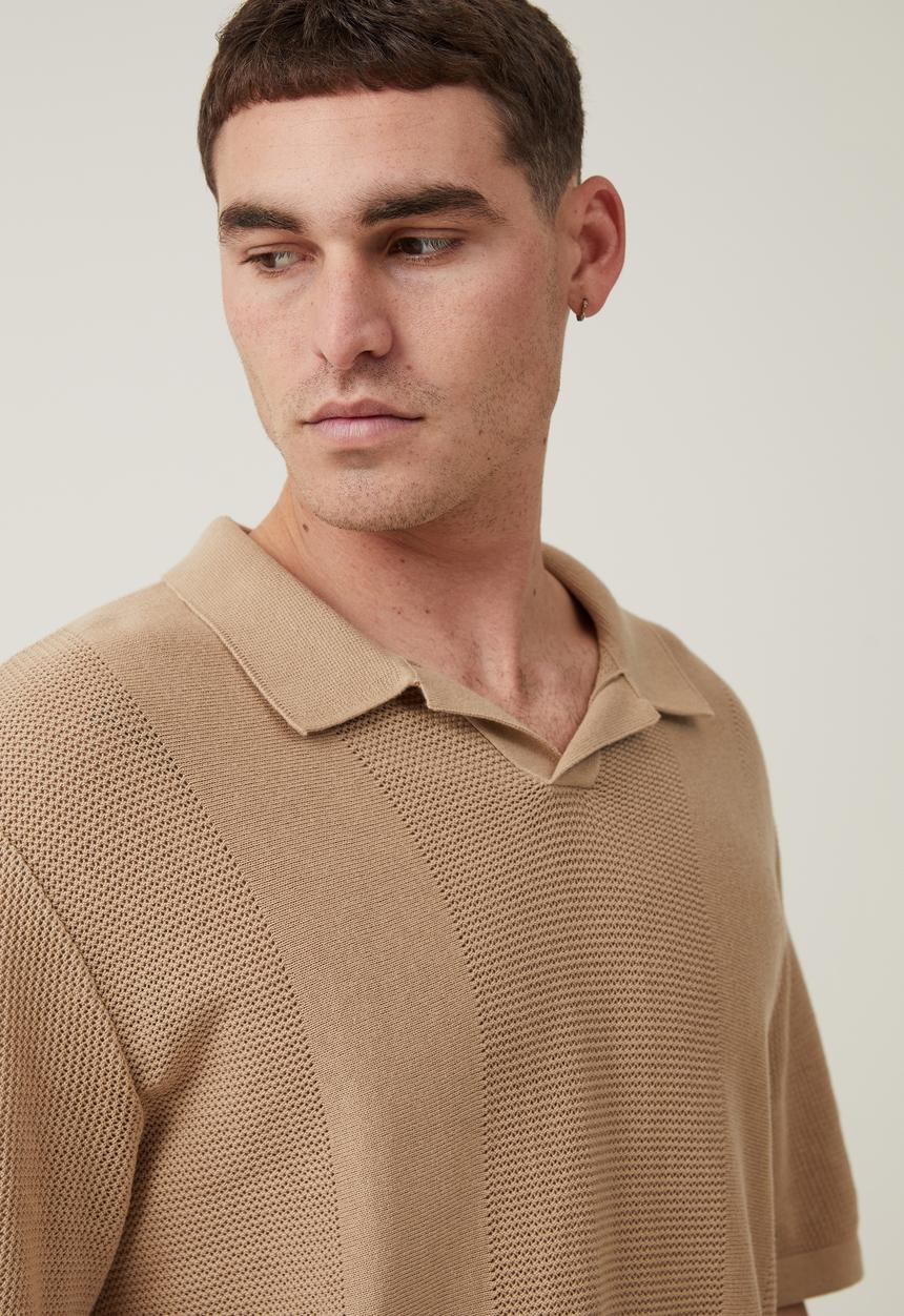 Cotton On - Resort short sleeve polo - tan