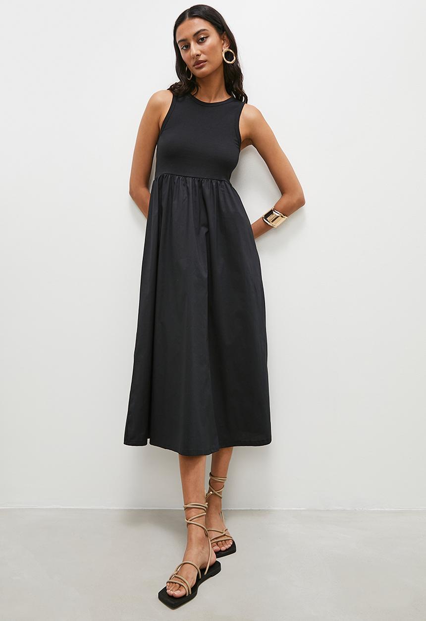 Superbalist - Combo fit and flare midi dress - black