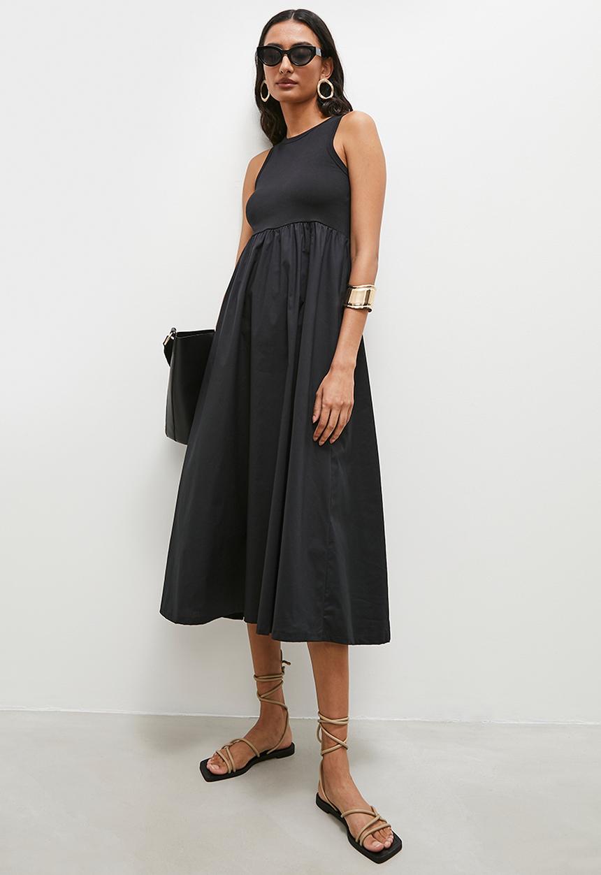 Superbalist - Combo fit and flare midi dress - black