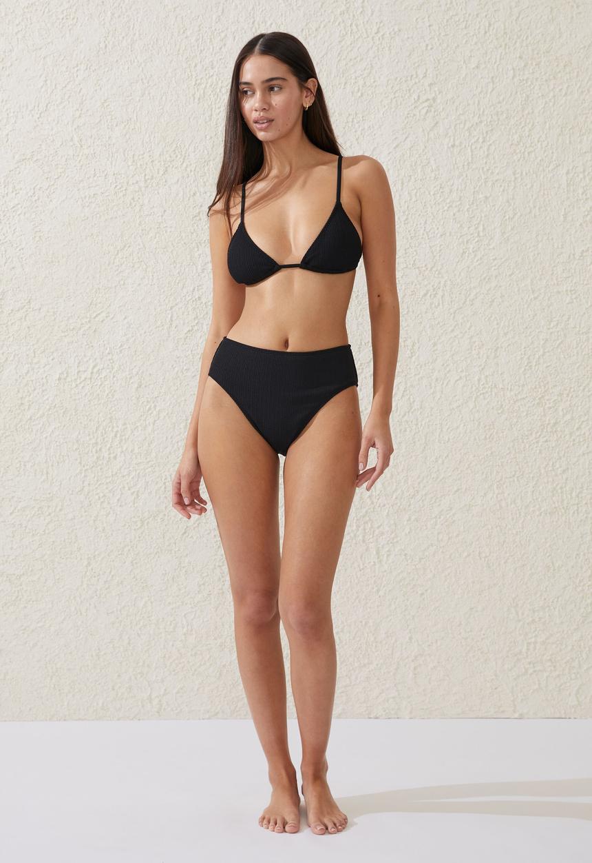Cotton On - Highwaisted full bikini bottom - black crinkle