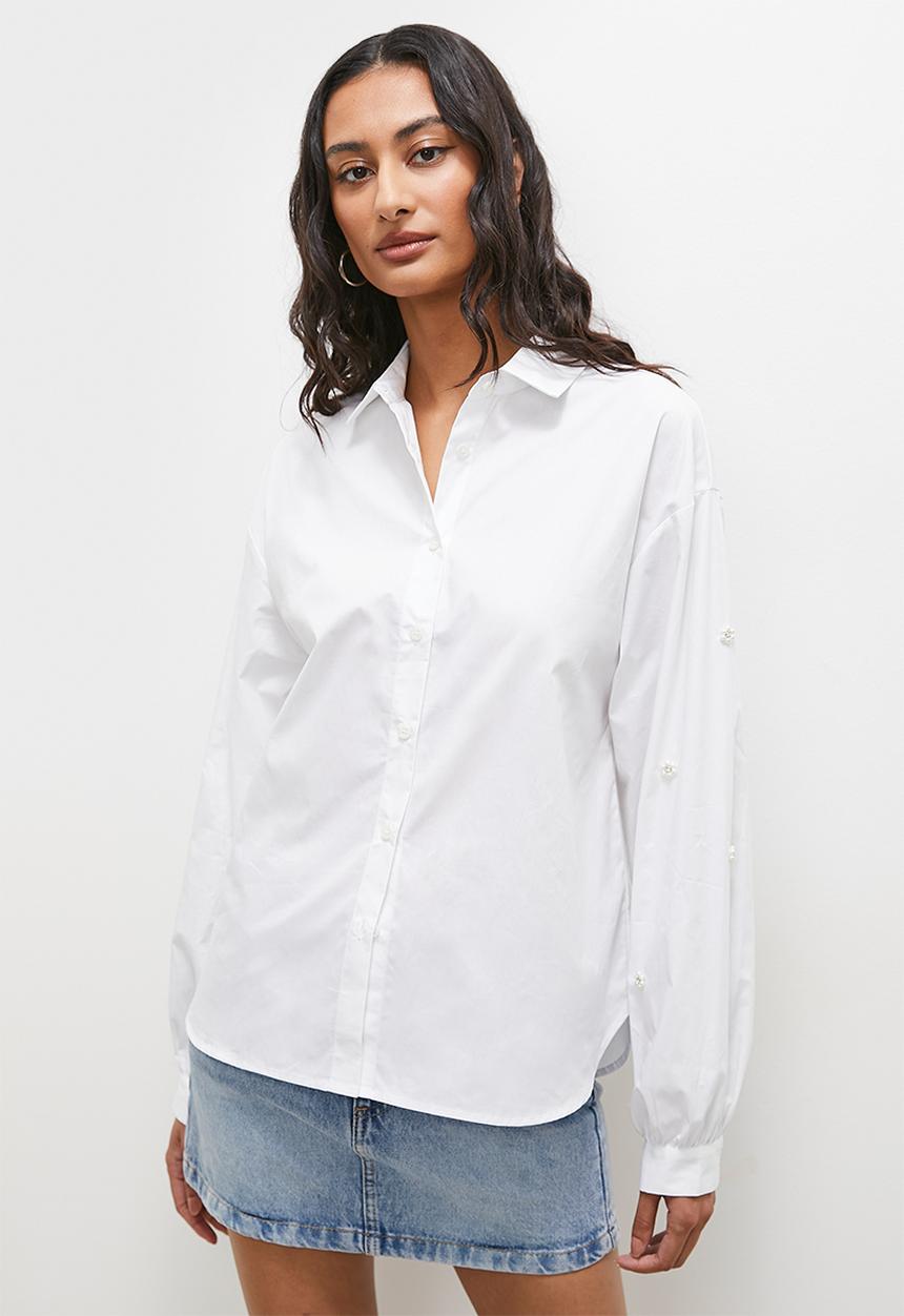 Superbalist - Poplin bell sleeve shirt - white
