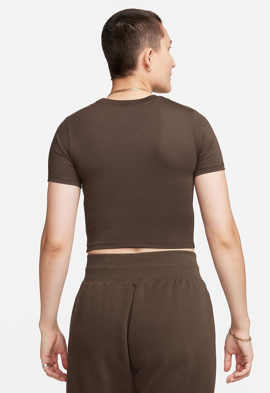 Nike - W Nsw essential slim crop - baroque brown & white