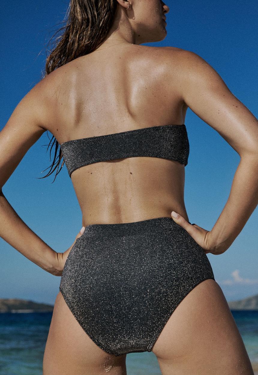 Cotton On - Bandeau bikini top - black metallic