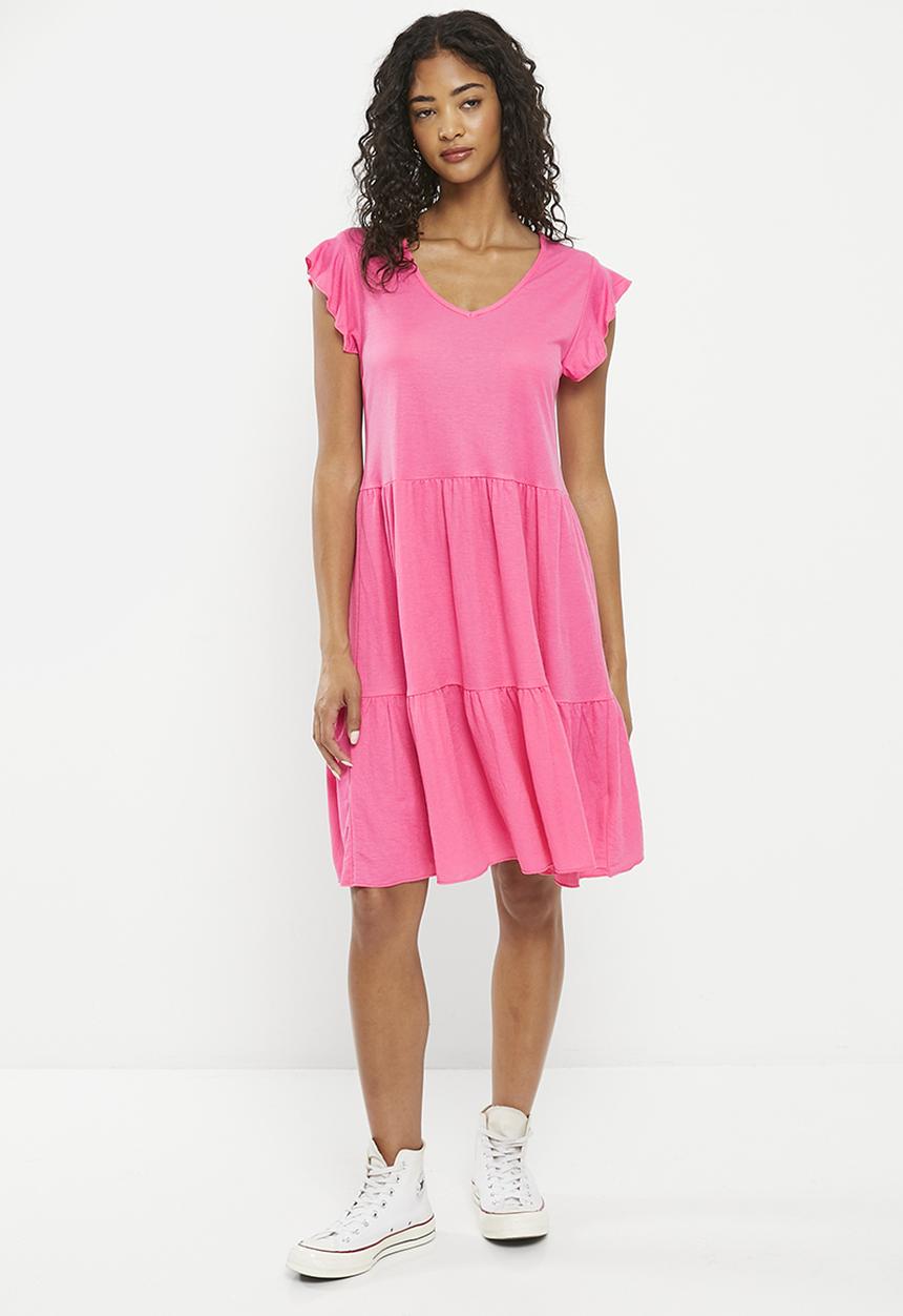 HAILYS - Short sleeve panelled dress - pink