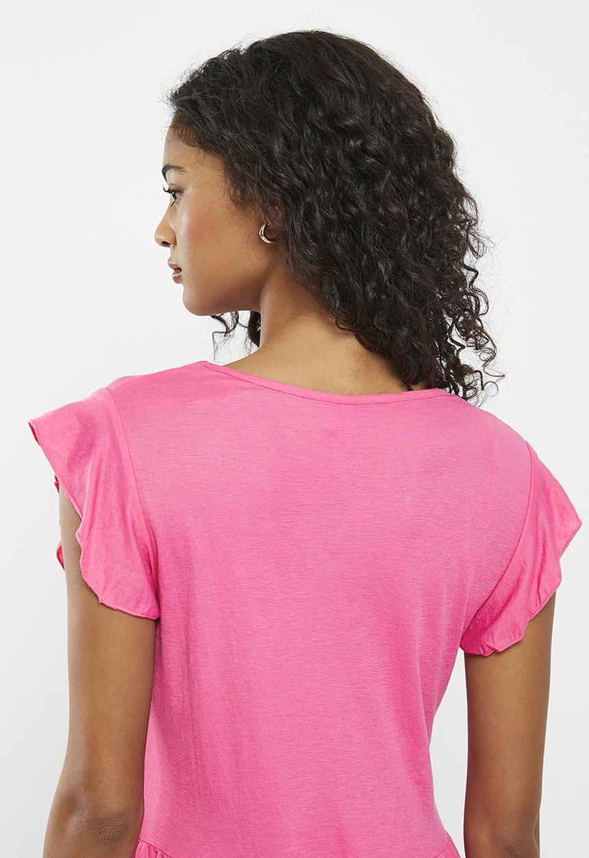 HAILYS - Short sleeve panelled dress - pink