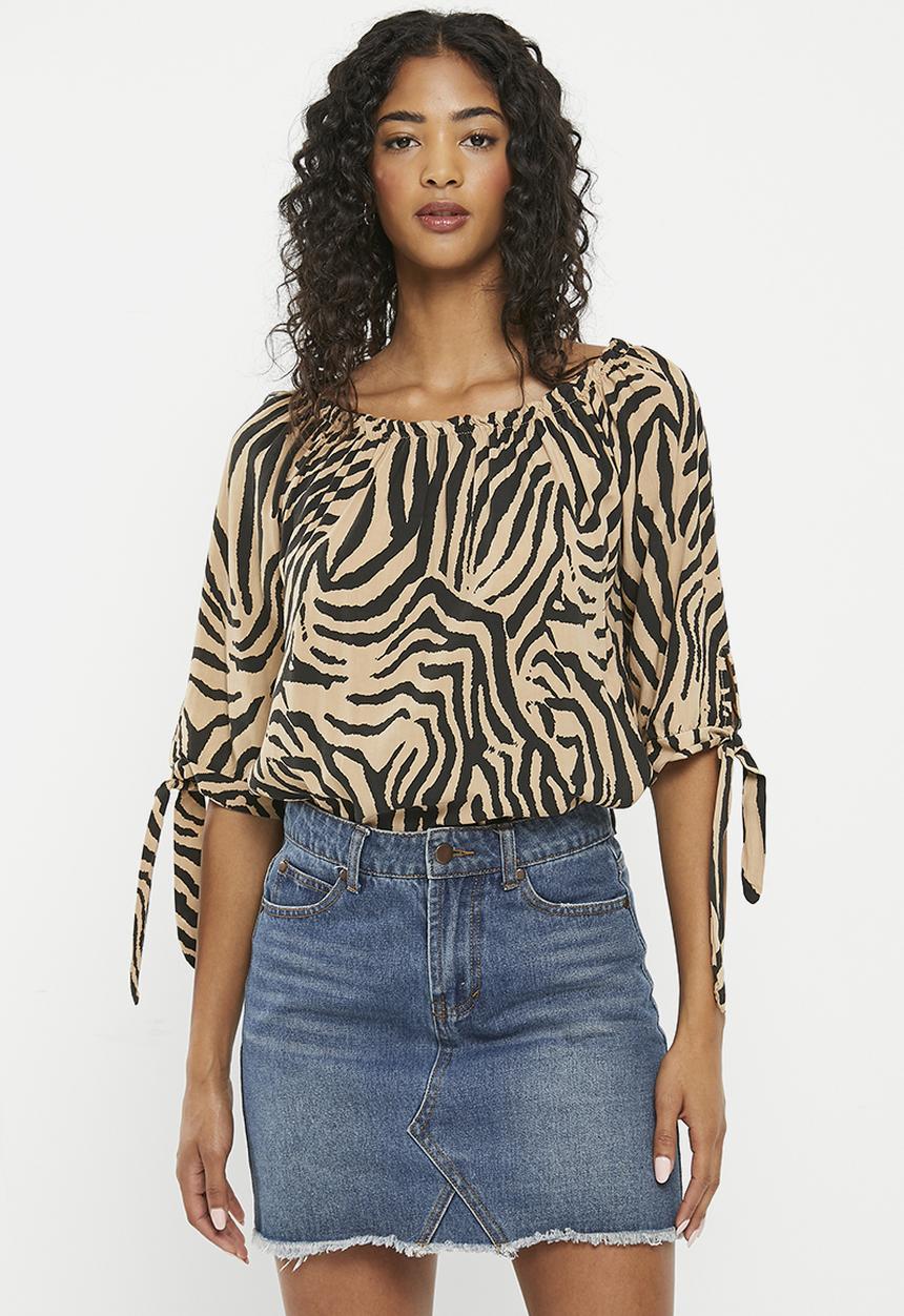 HAILYS - 1/2 Sleeve t-shirt - beige zebra