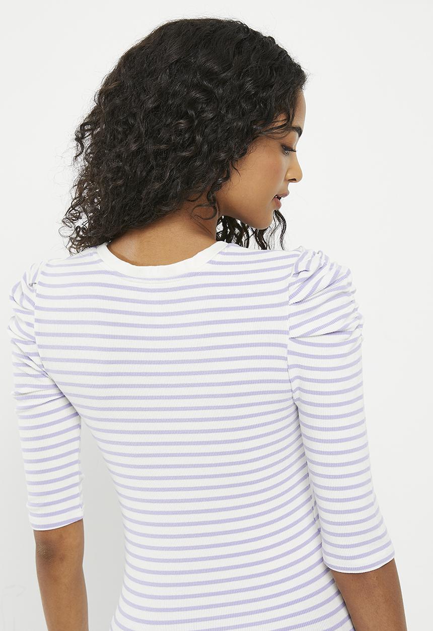 HAILYS - 1/2 Sleeve T-shirt - lavendar stripe