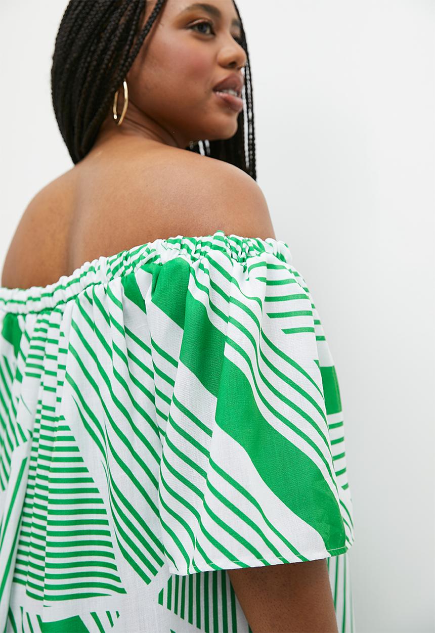 Superbalist - Texture midi dress - green broken stripes