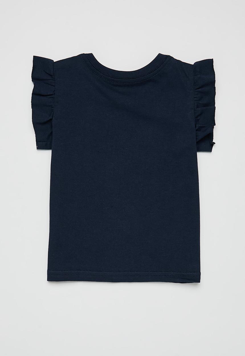 Pop Candy - Baby 2 pack frill sleeve tee - navy & white