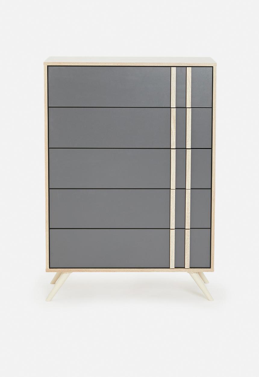 Sixth Floor - Cara 5 drawers - grey