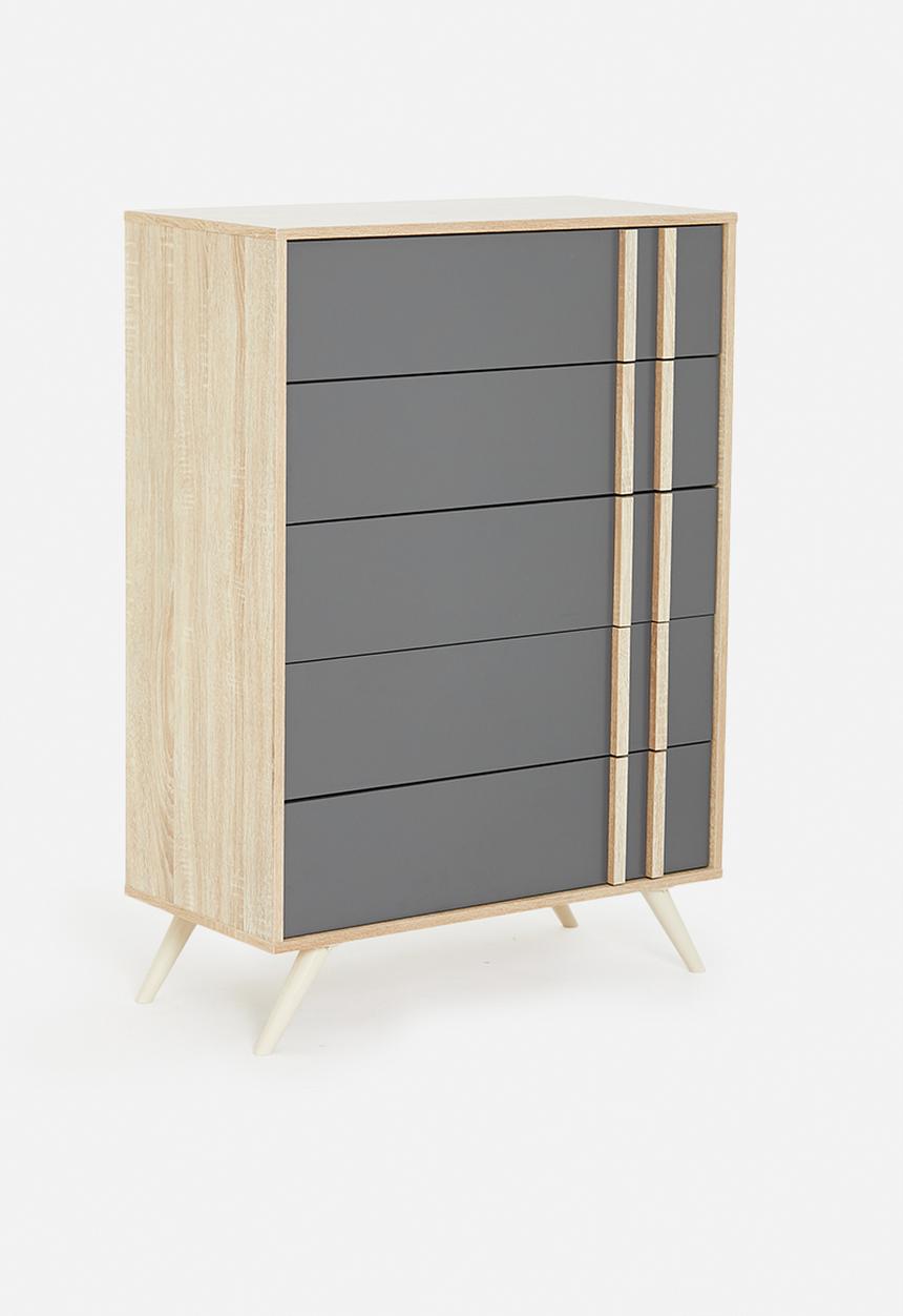 Sixth Floor - Cara 5 drawers - grey