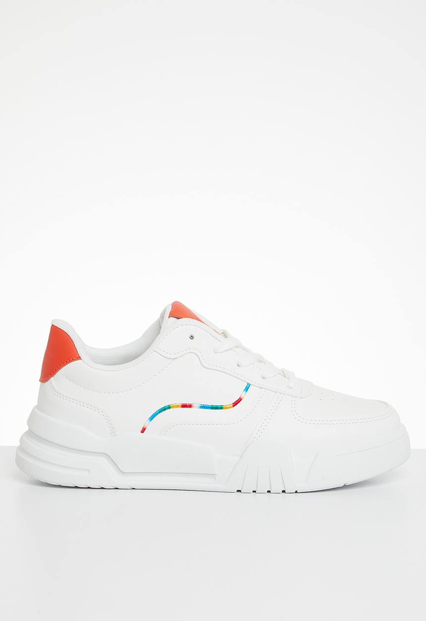 Tom Tom - Chunky sole lace up sneaker - white/orange
