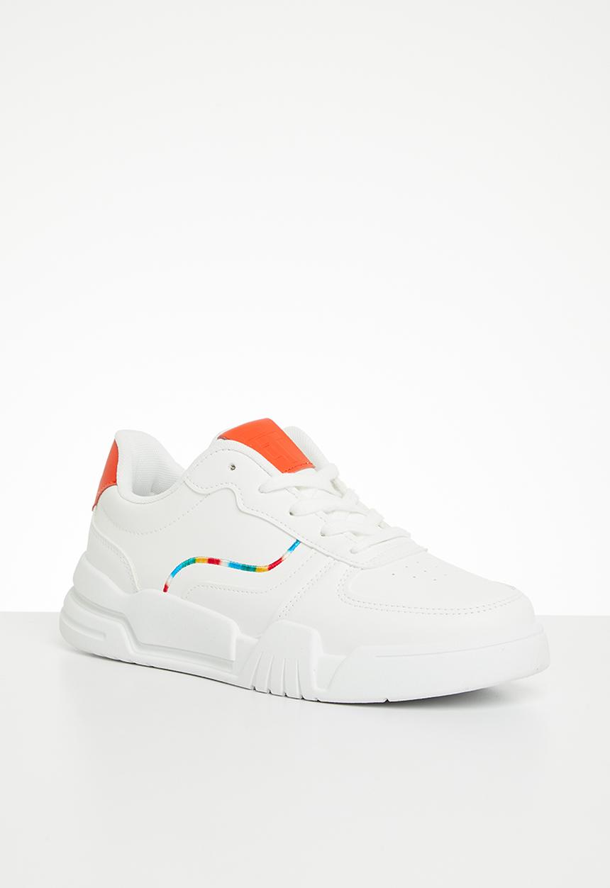 Tom Tom - Chunky sole lace up sneaker - white/orange
