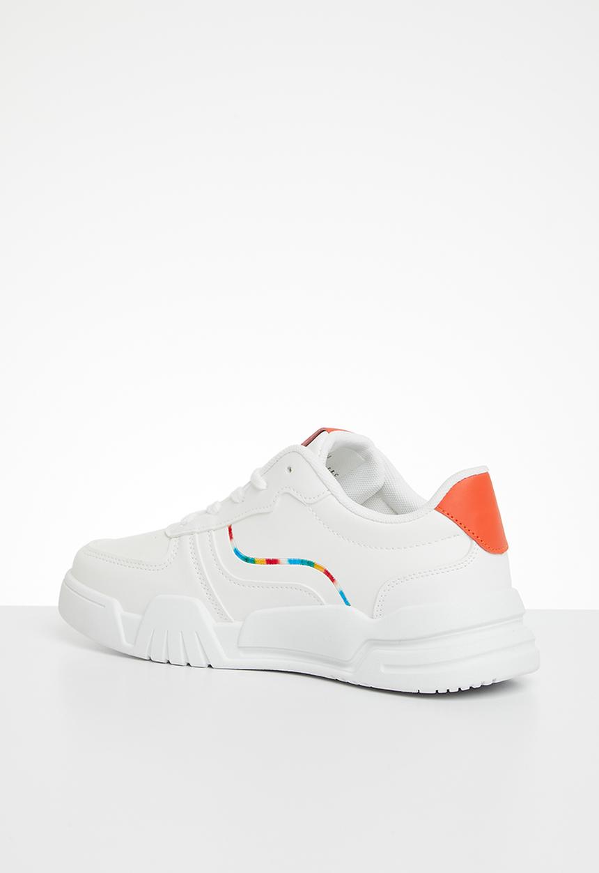 Tom Tom - Chunky sole lace up sneaker - white/orange