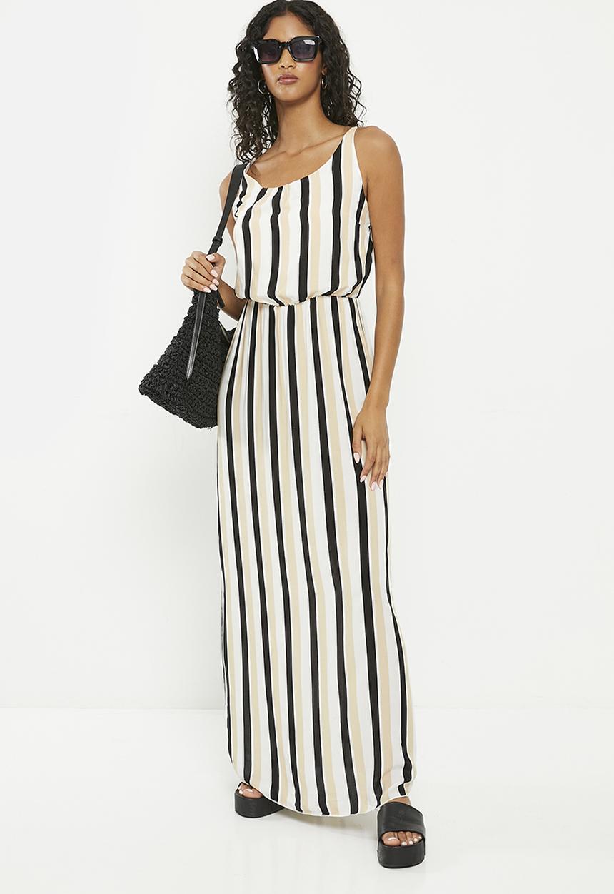 HAILYS - Sleeveless maxi dress - beige stripe