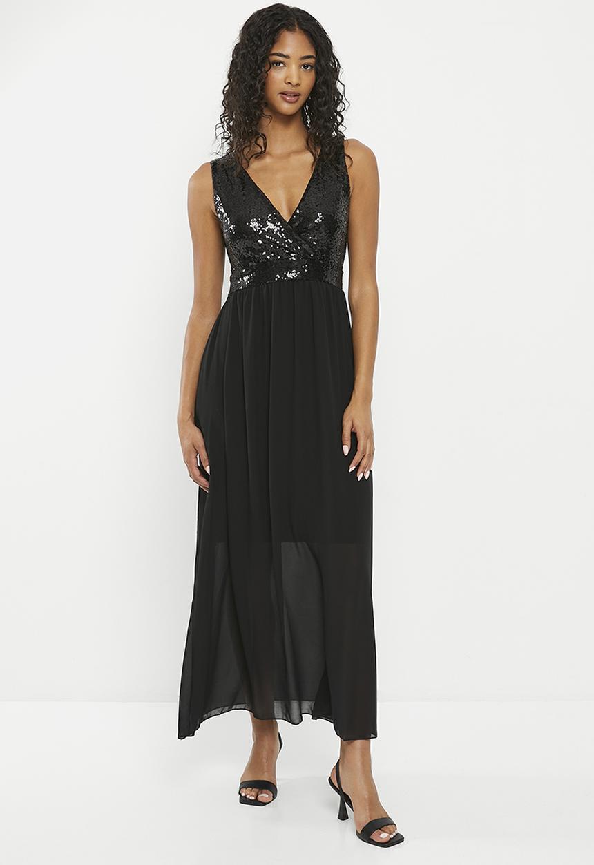HAILYS - V-neck sleeveless maxi dress - black