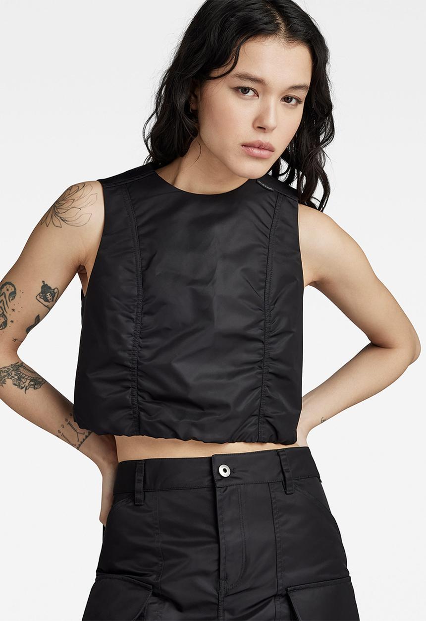 G-STAR - MA-1 cropped top sleeveless women - dk black