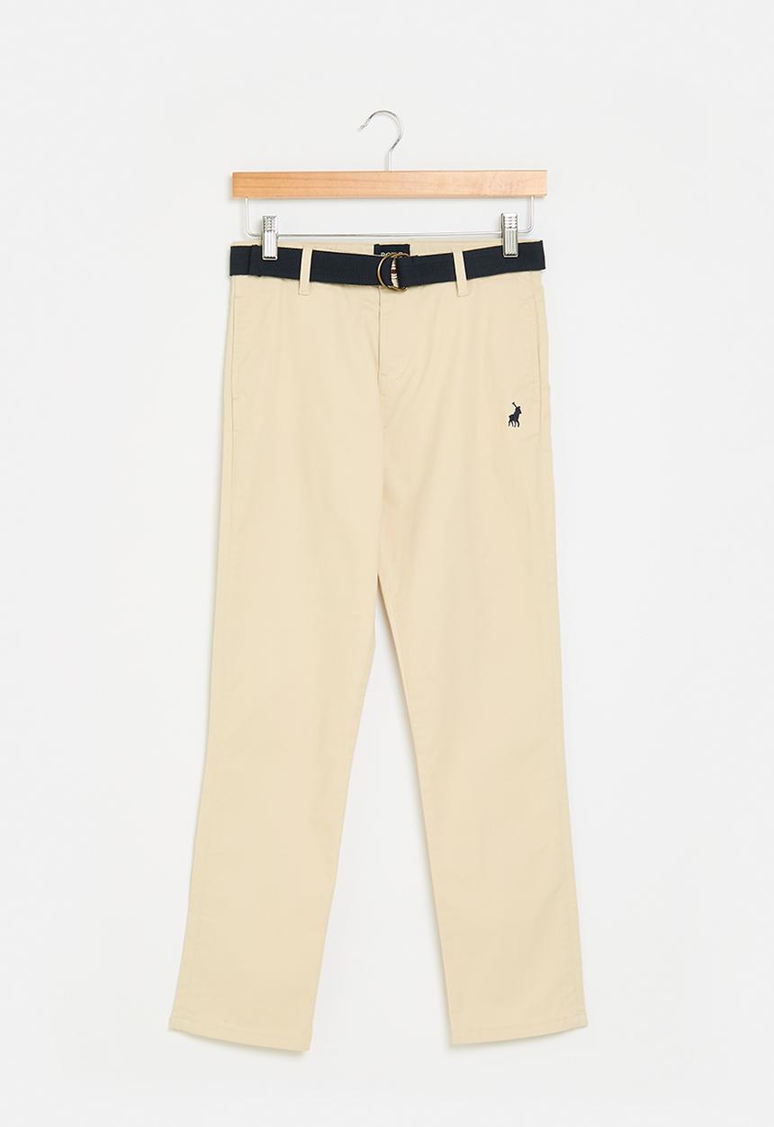 POLO - Boys adrian belted chino - stone