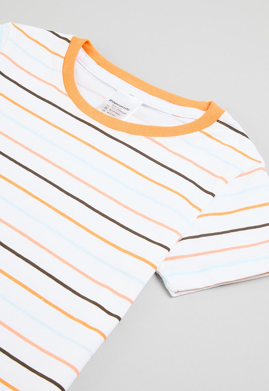 Pop Candy - Striped tee & short set - orange multi