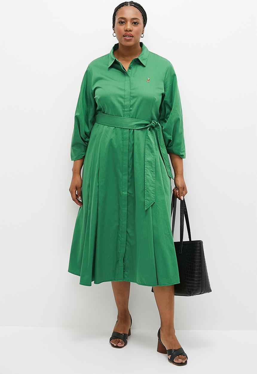 POLO - Plus layla ms shirt dress - green