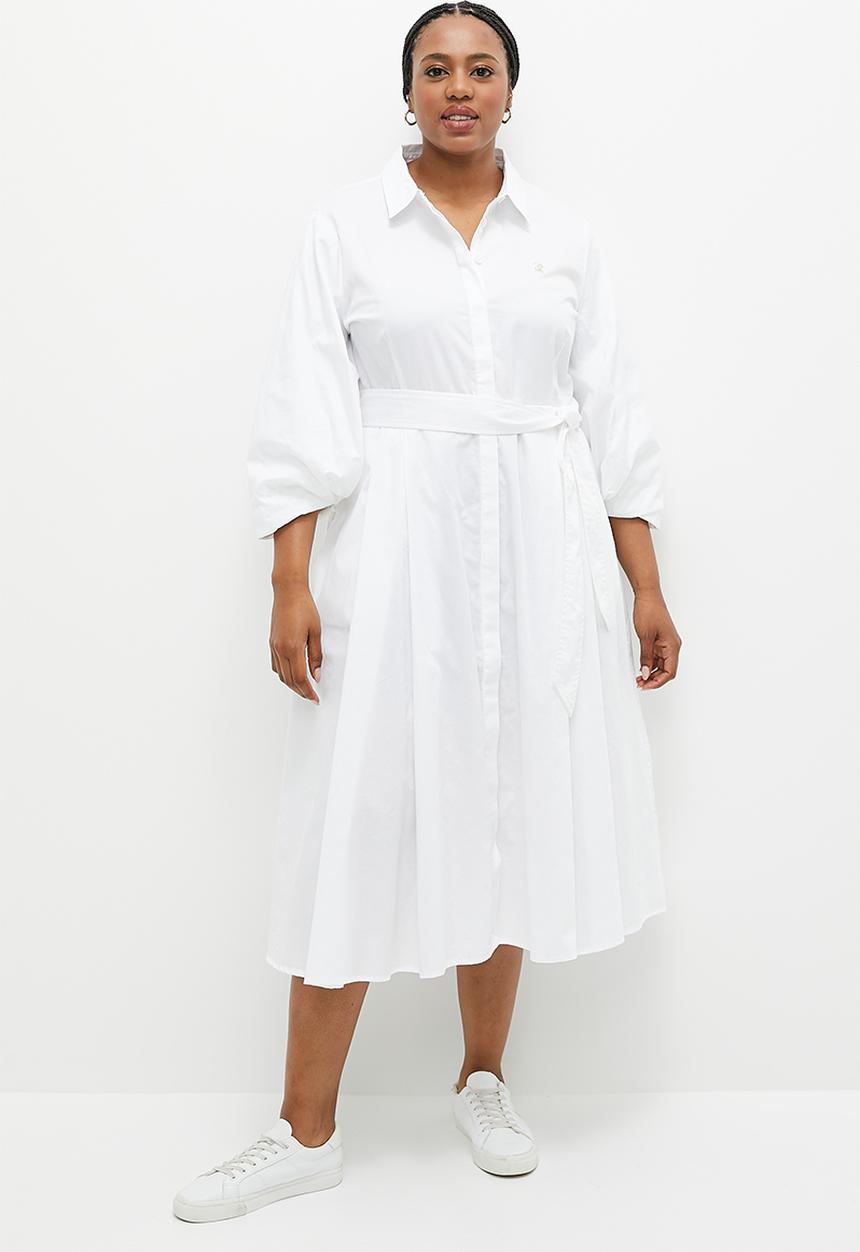 POLO - Plus layla ms shirt dress - white