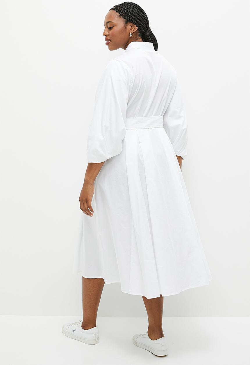 POLO - Plus layla ms shirt dress - white