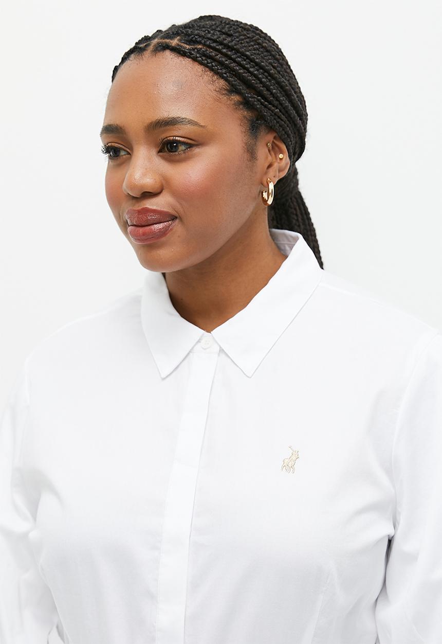 POLO - Plus layla ms shirt dress - white