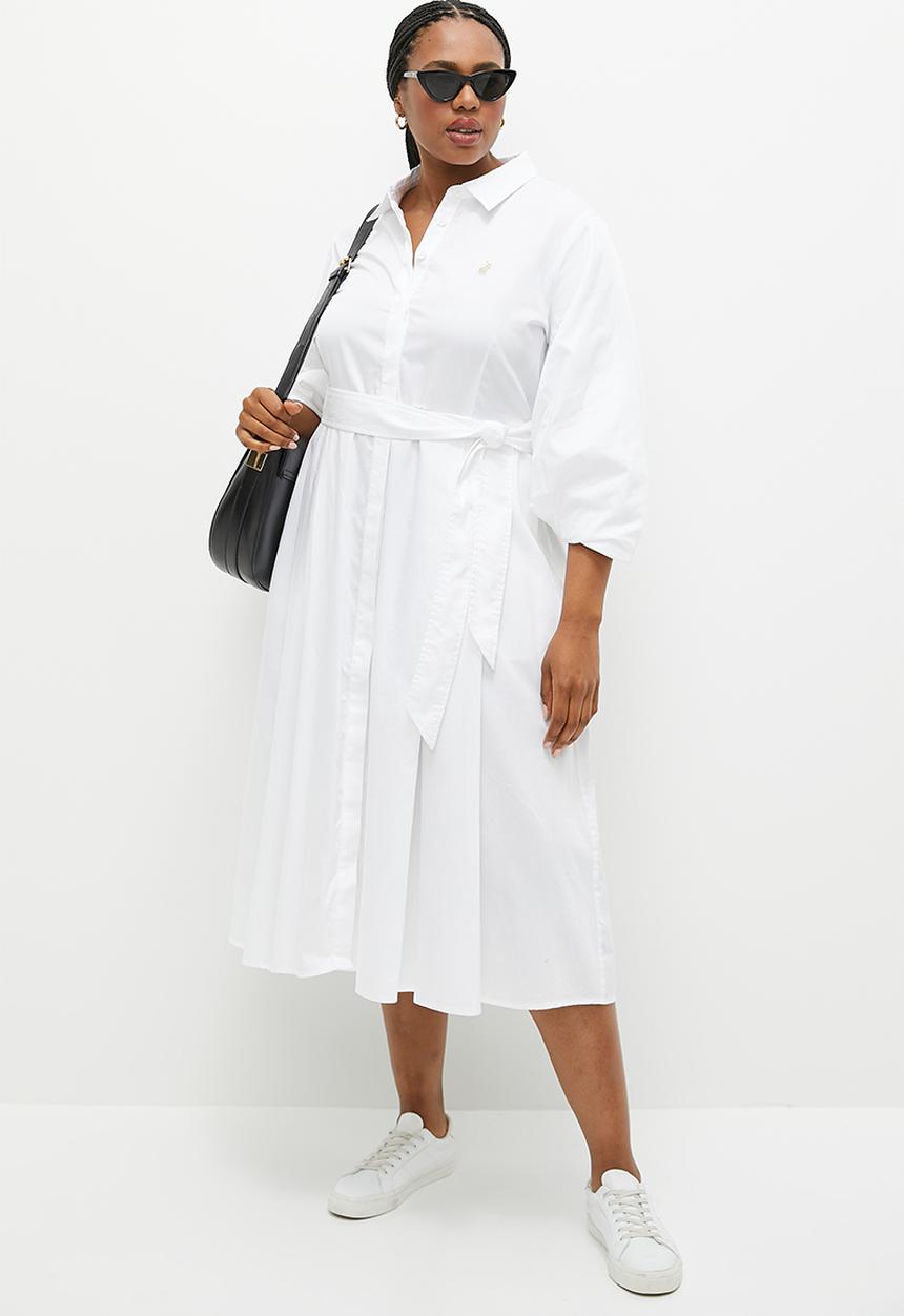 POLO - Plus layla ms shirt dress - white