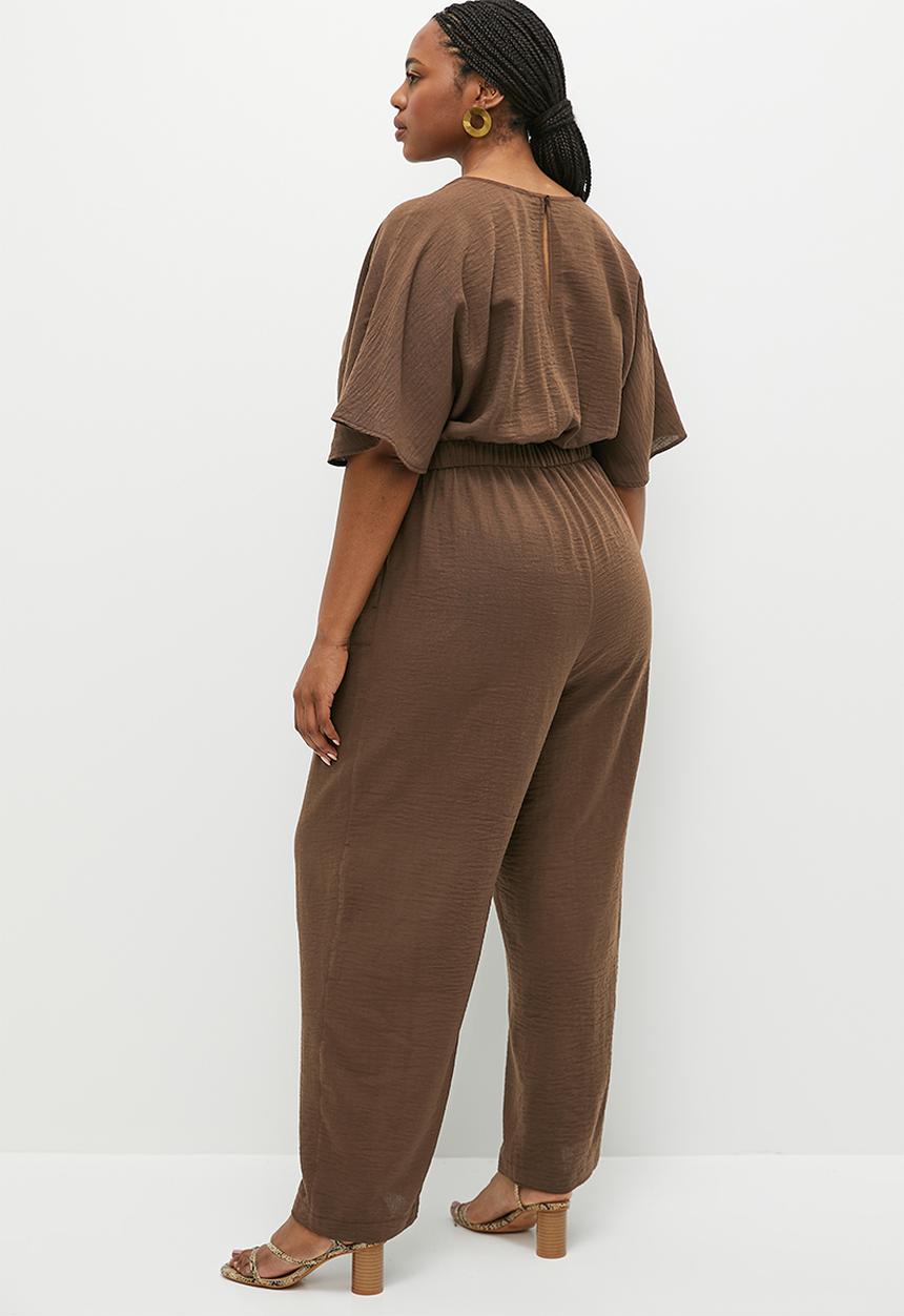 edit - Mock wrap jumpsuit - pine cone