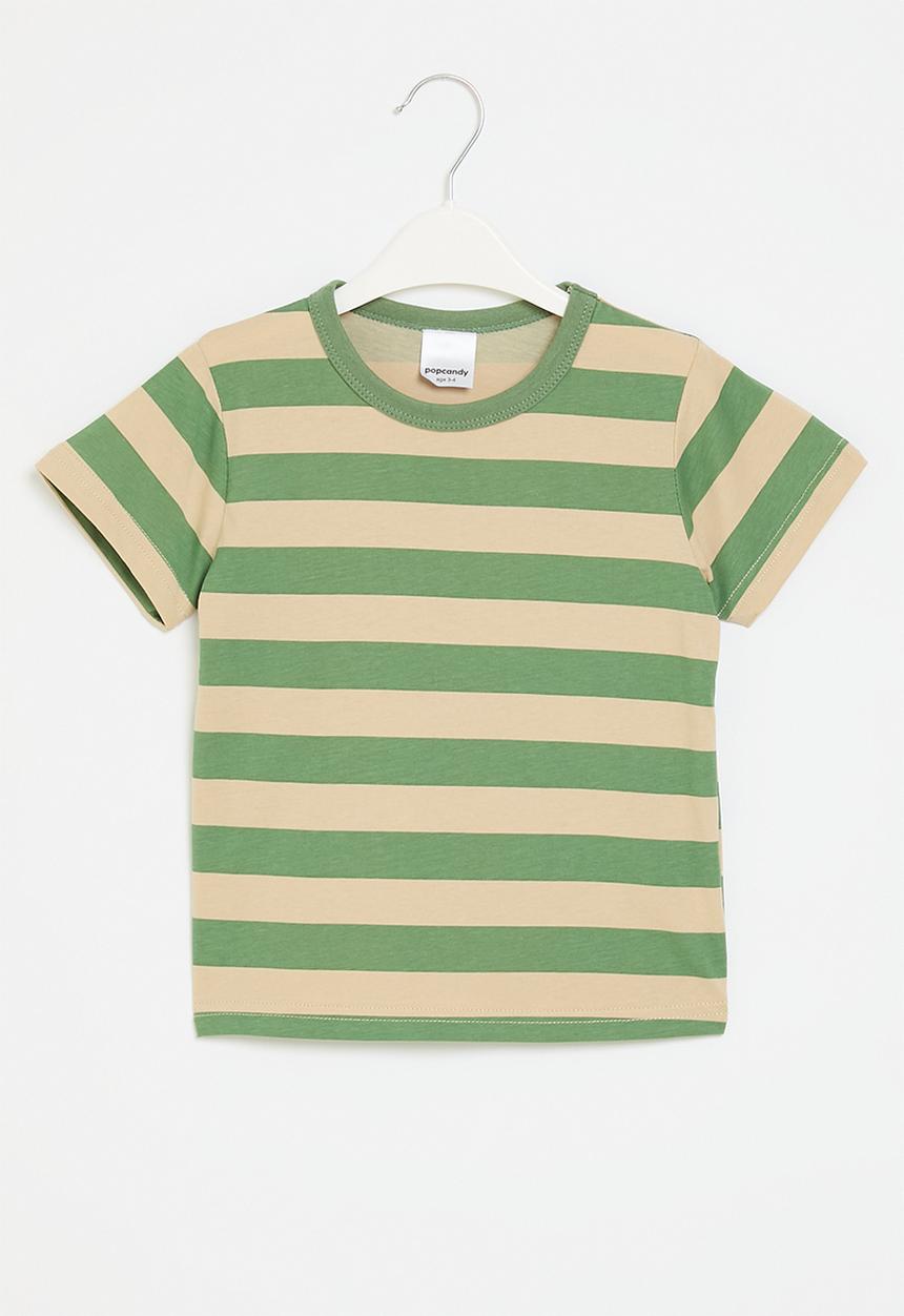 Pop Candy - Stripe tee - green & stone