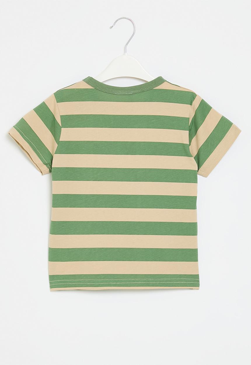 Pop Candy - Stripe tee - green & stone
