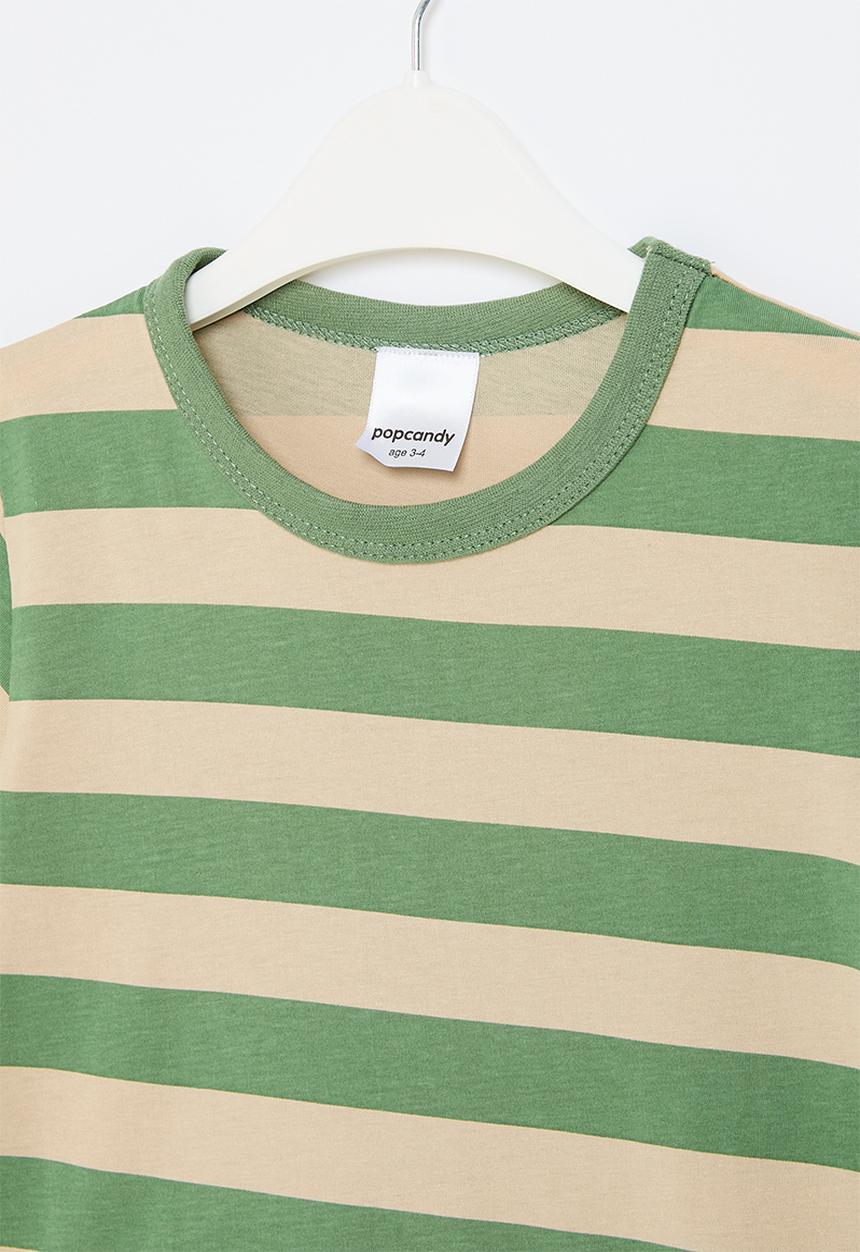 Pop Candy - Stripe tee - green & stone