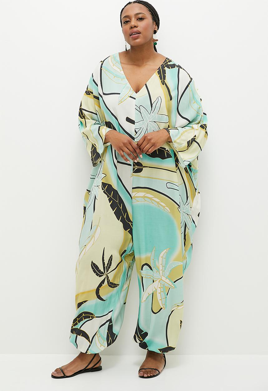 edit - Easy fit kaftan jumpsuit - palm & wave print