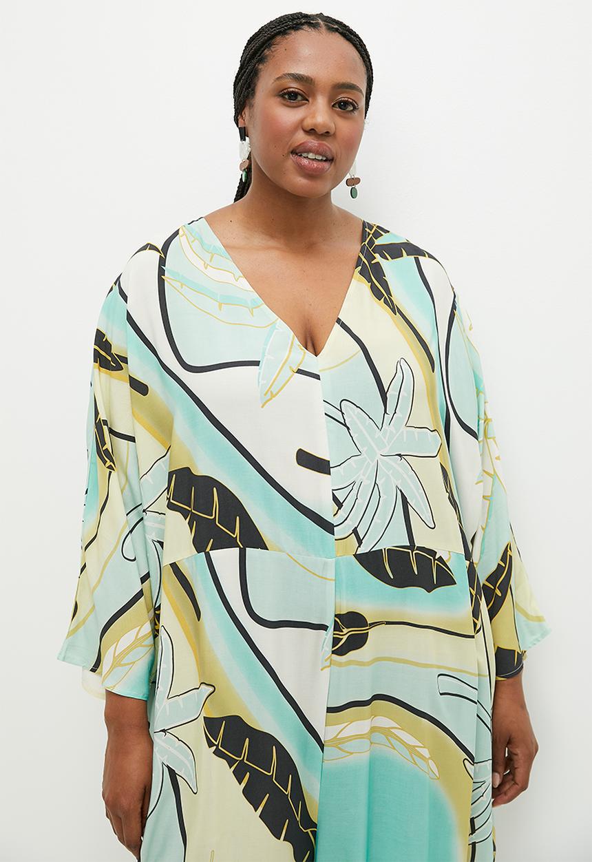 edit - Easy fit kaftan jumpsuit - palm & wave print