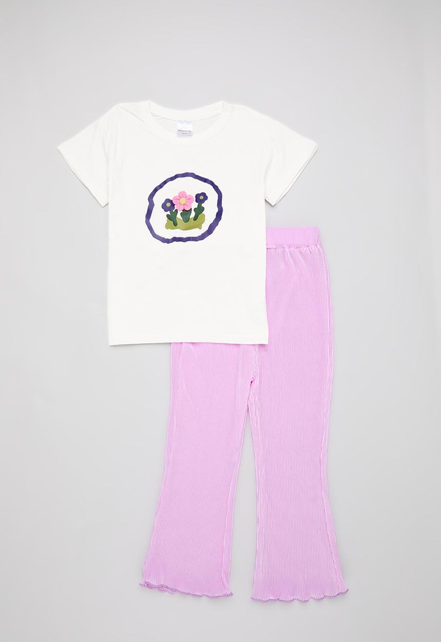 Pop Candy - Tee & pants sets - purple & white