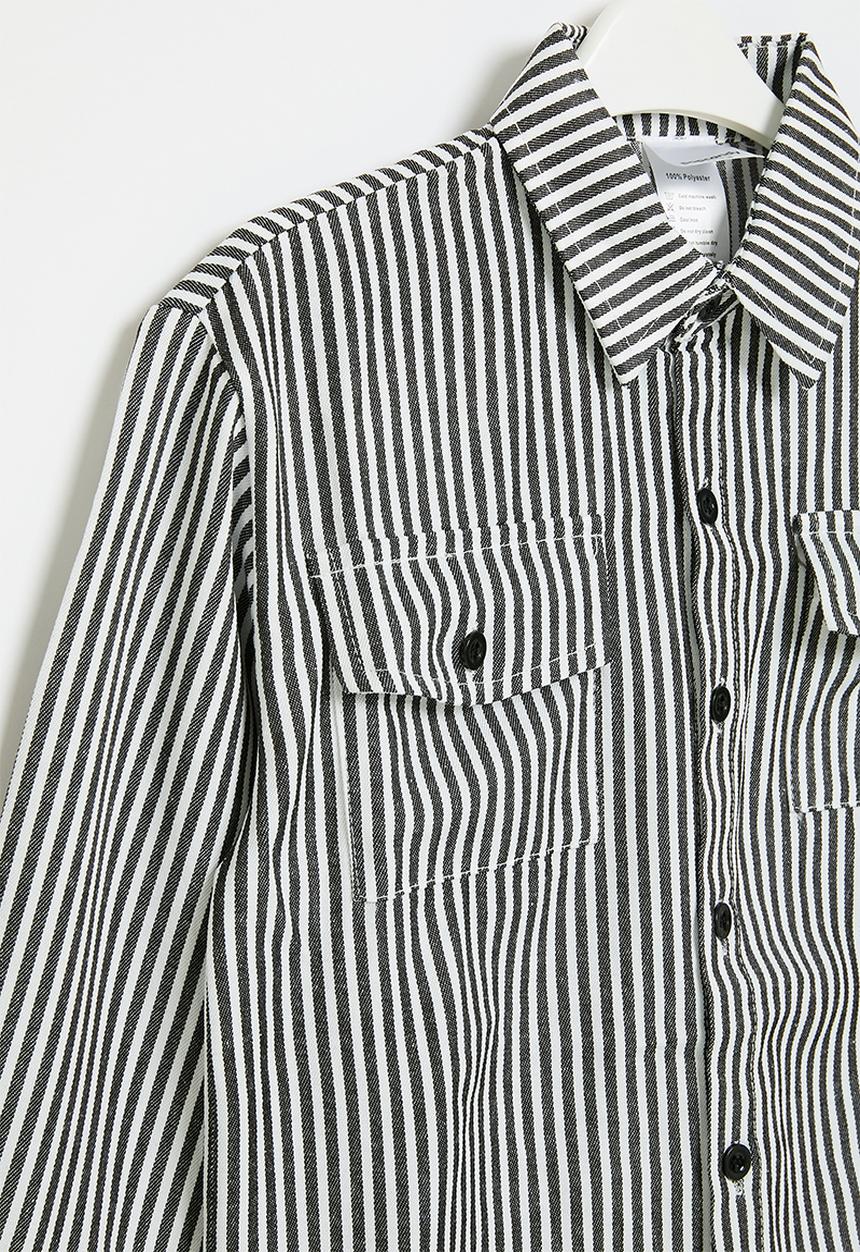 Pop Candy - Striped shirt - grey & white