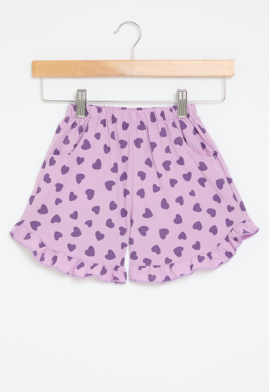 Pop Candy - Heart print shorts - purple 