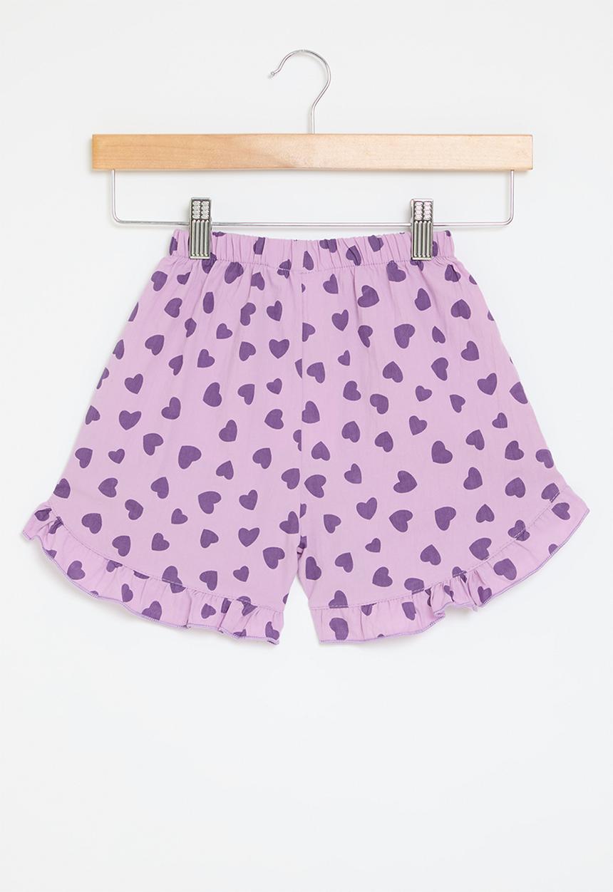 Pop Candy - Heart print shorts - purple 