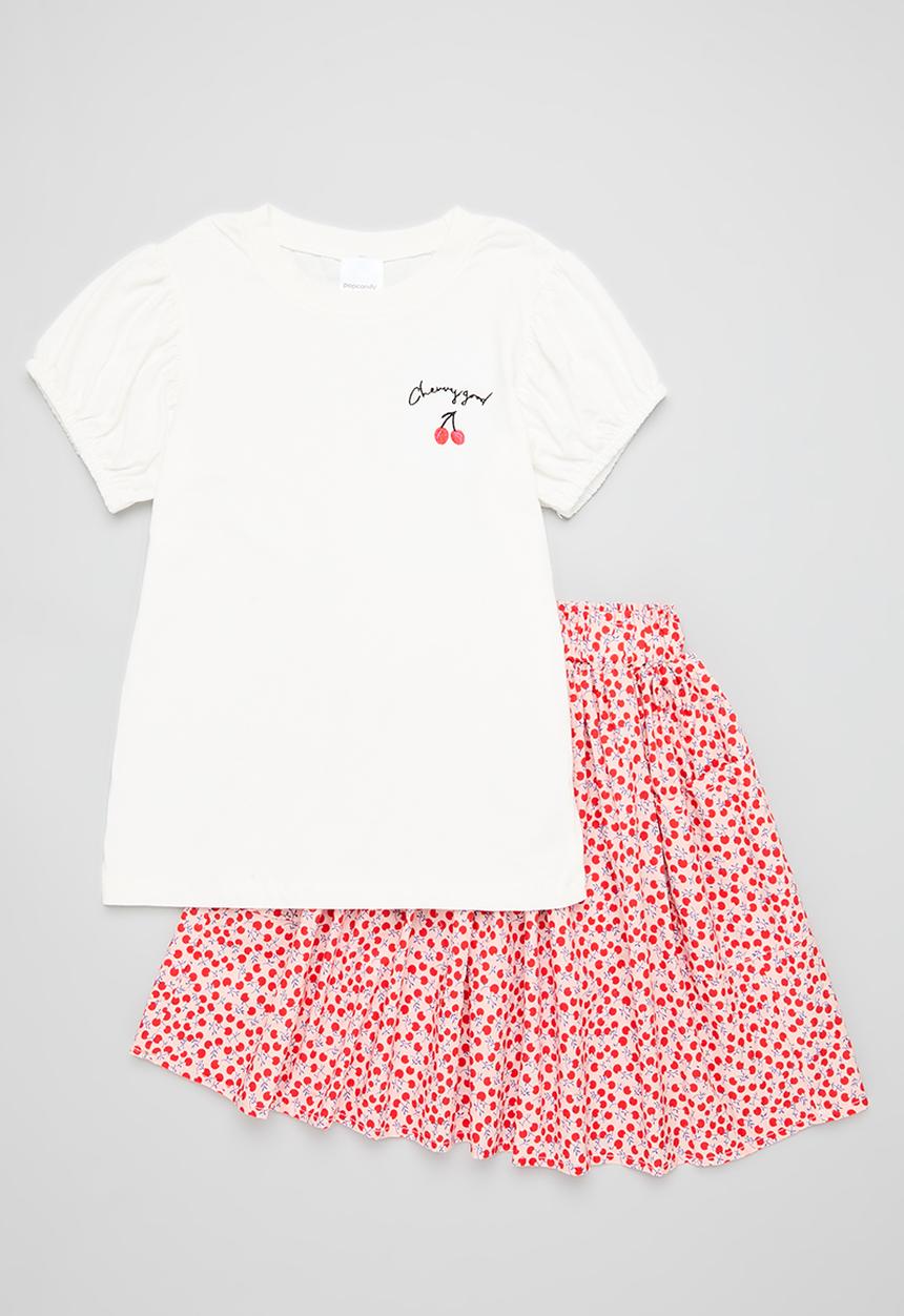 Pop Candy - Tee and skirt set - red & white