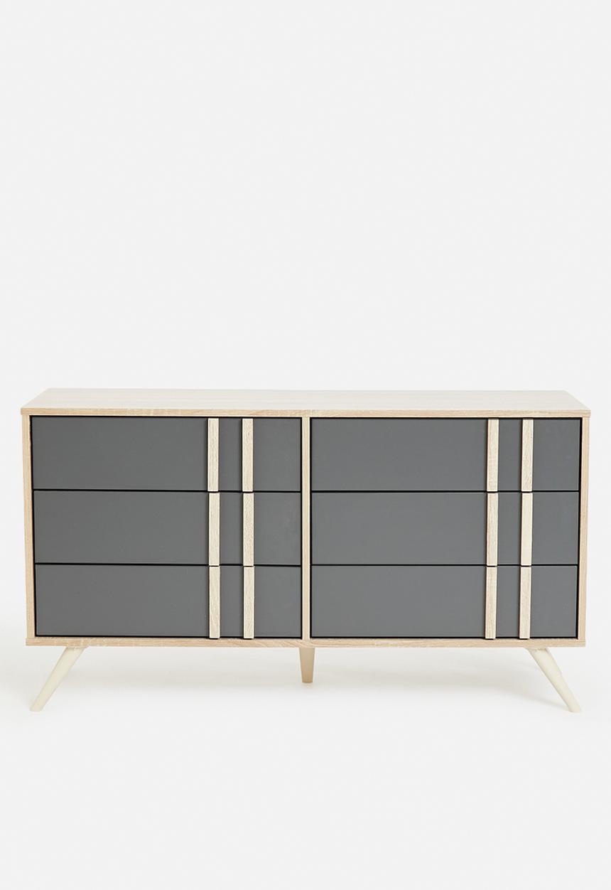 Sixth Floor - Cara side board 6 drawer unit - grey