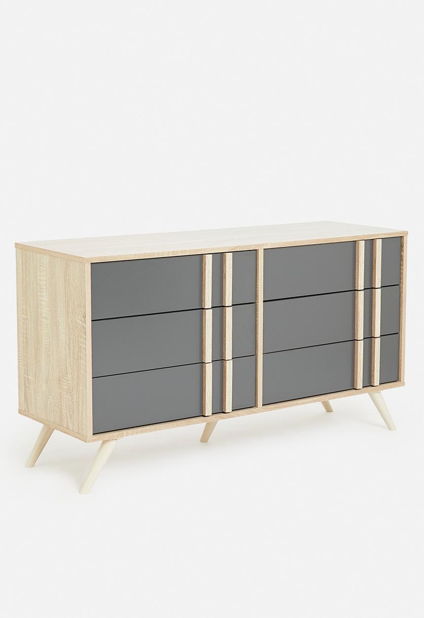 Sixth Floor - Cara side board 6 drawer unit - grey
