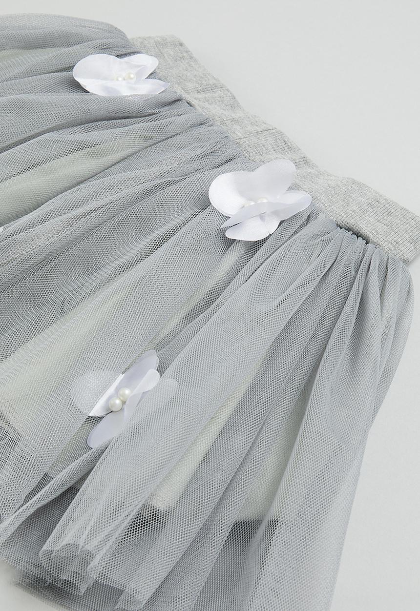 Pop Candy - Tee & tulle skirt set- grey and white