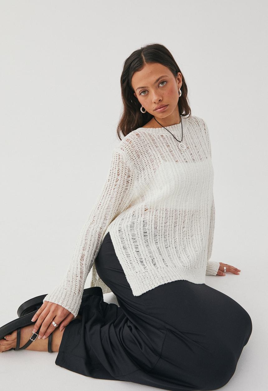 Supré  - Talulla ladder knit jumper - winter white 