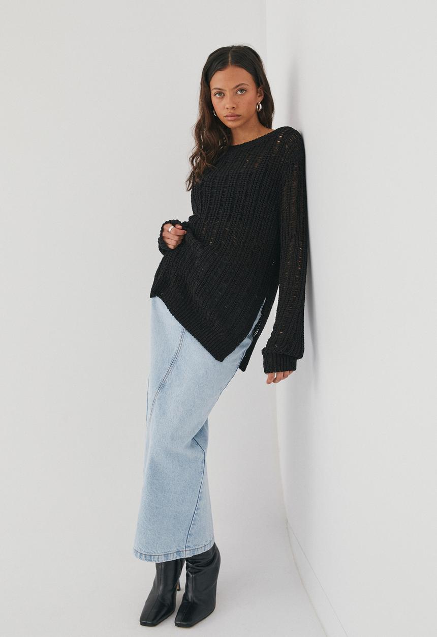 Supré  - Talulla ladder knit jumper - black