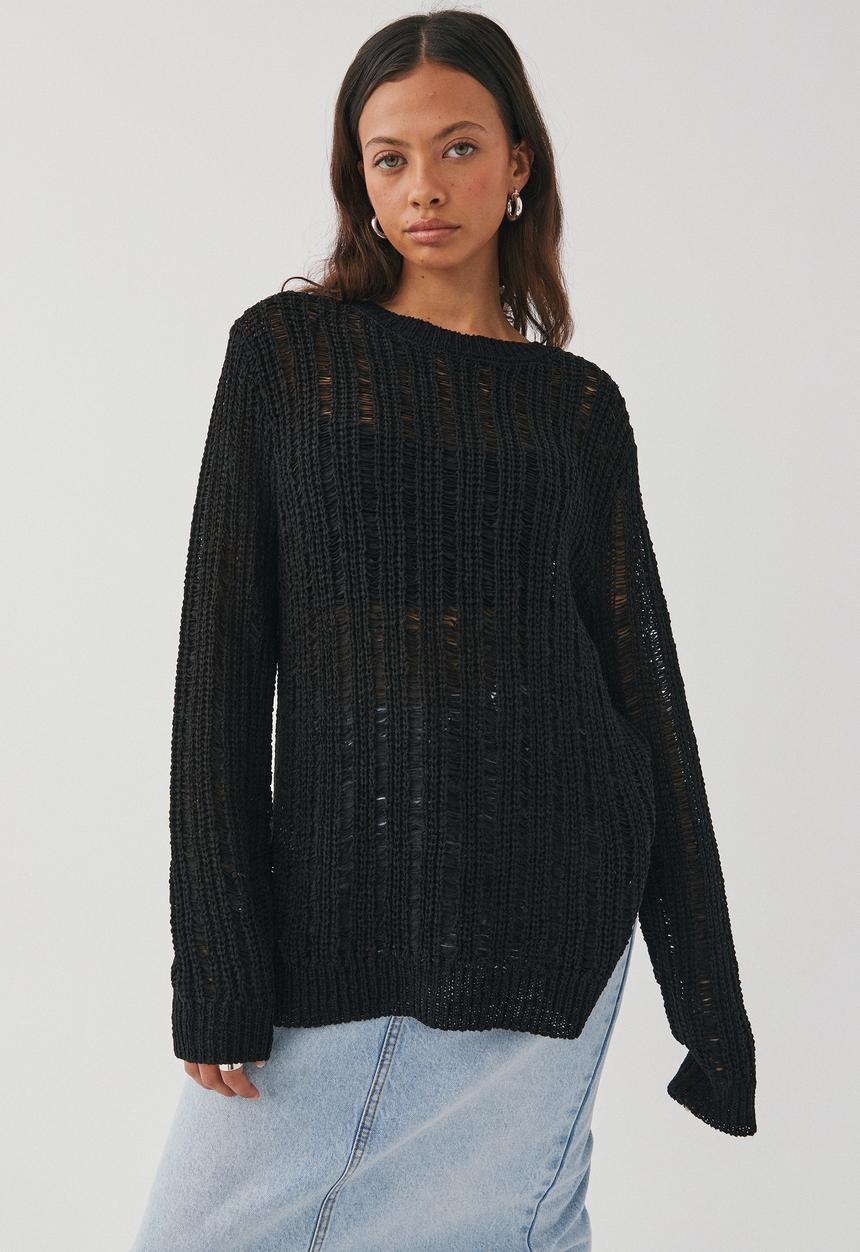 Supré  - Talulla ladder knit jumper - black