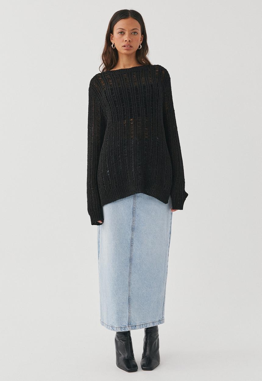 Supré  - Talulla ladder knit jumper - black
