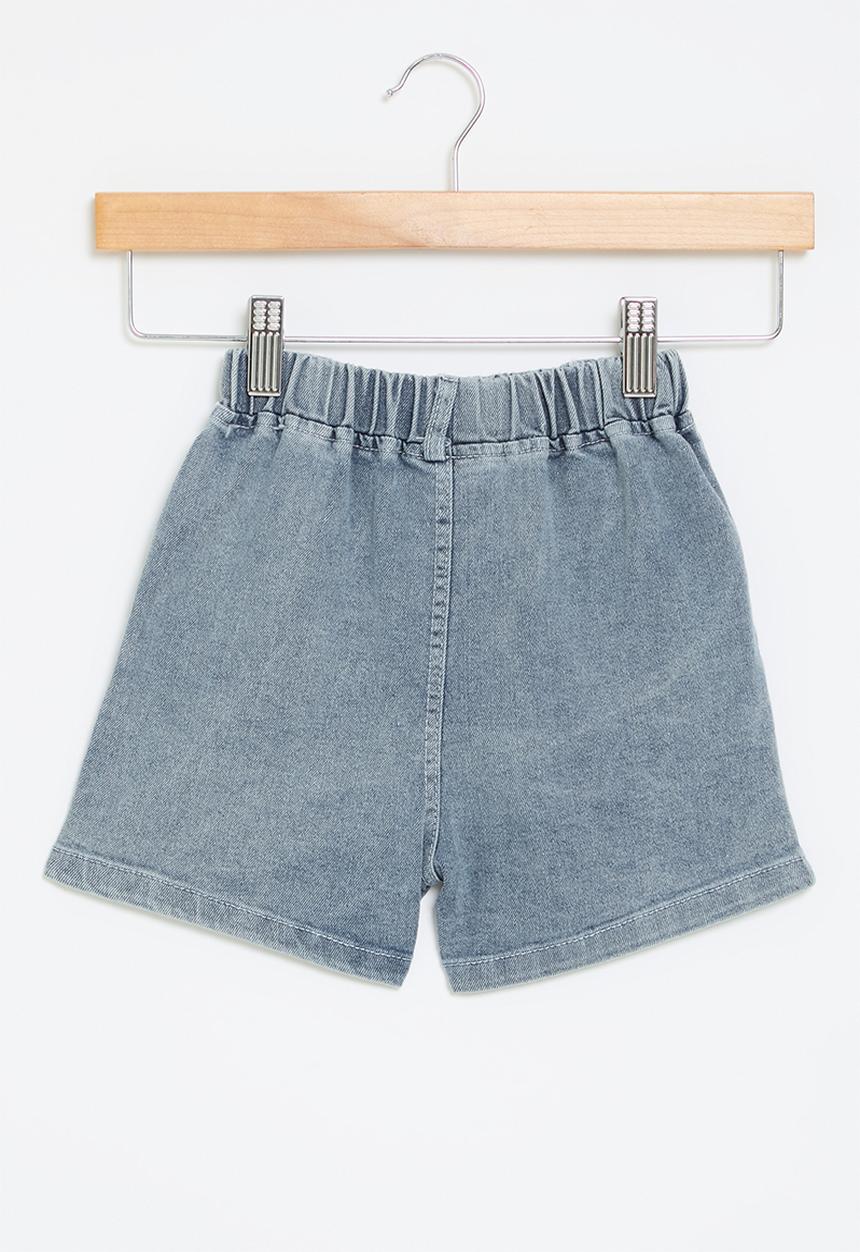 Pop Candy - Heart print denim shorts - blue