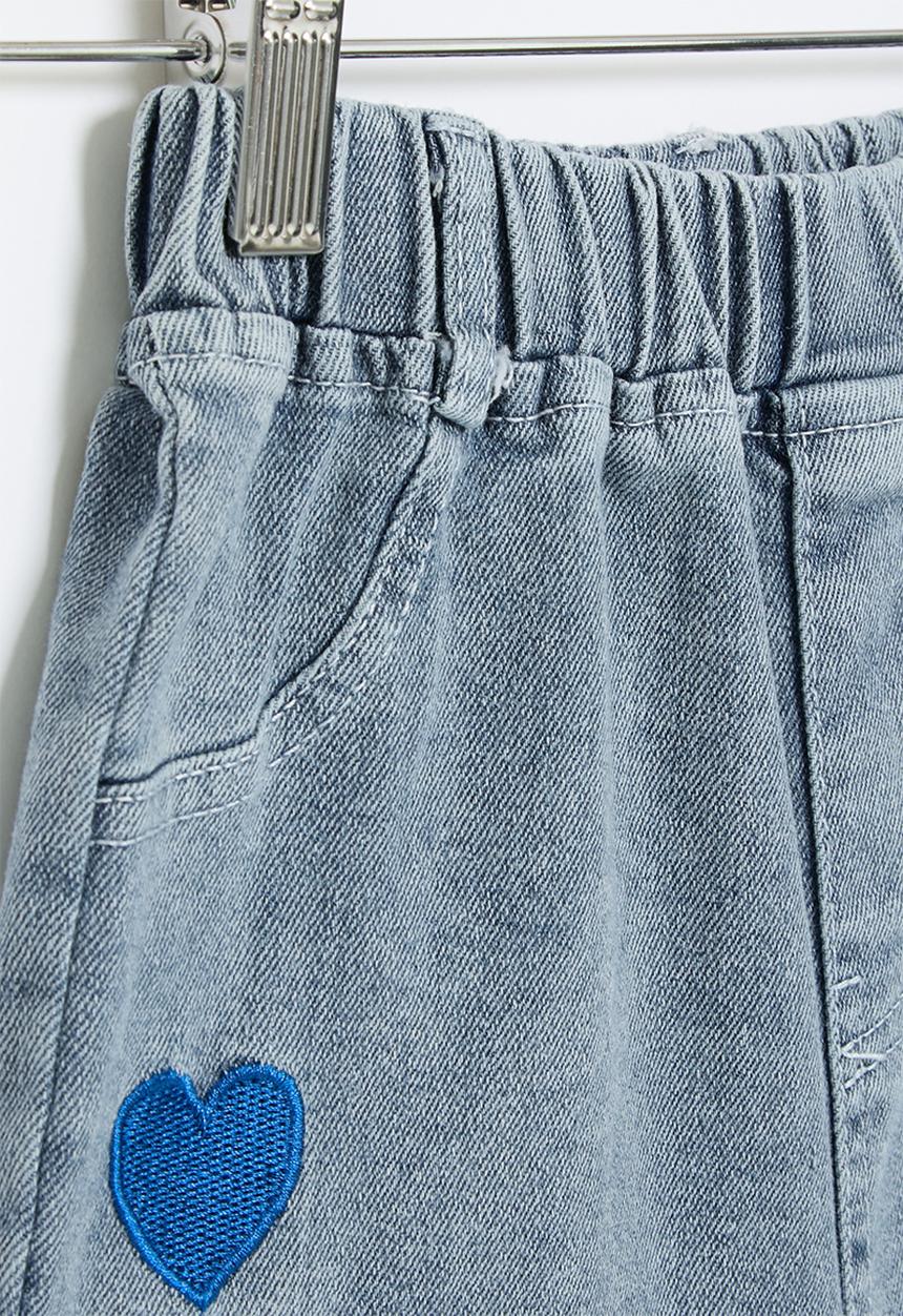Pop Candy - Heart print denim shorts - blue