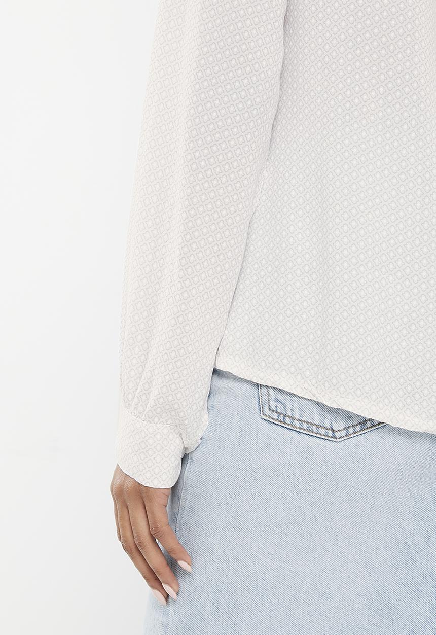 Zabaione - Tie-Neck Longsleeve Blouse - White