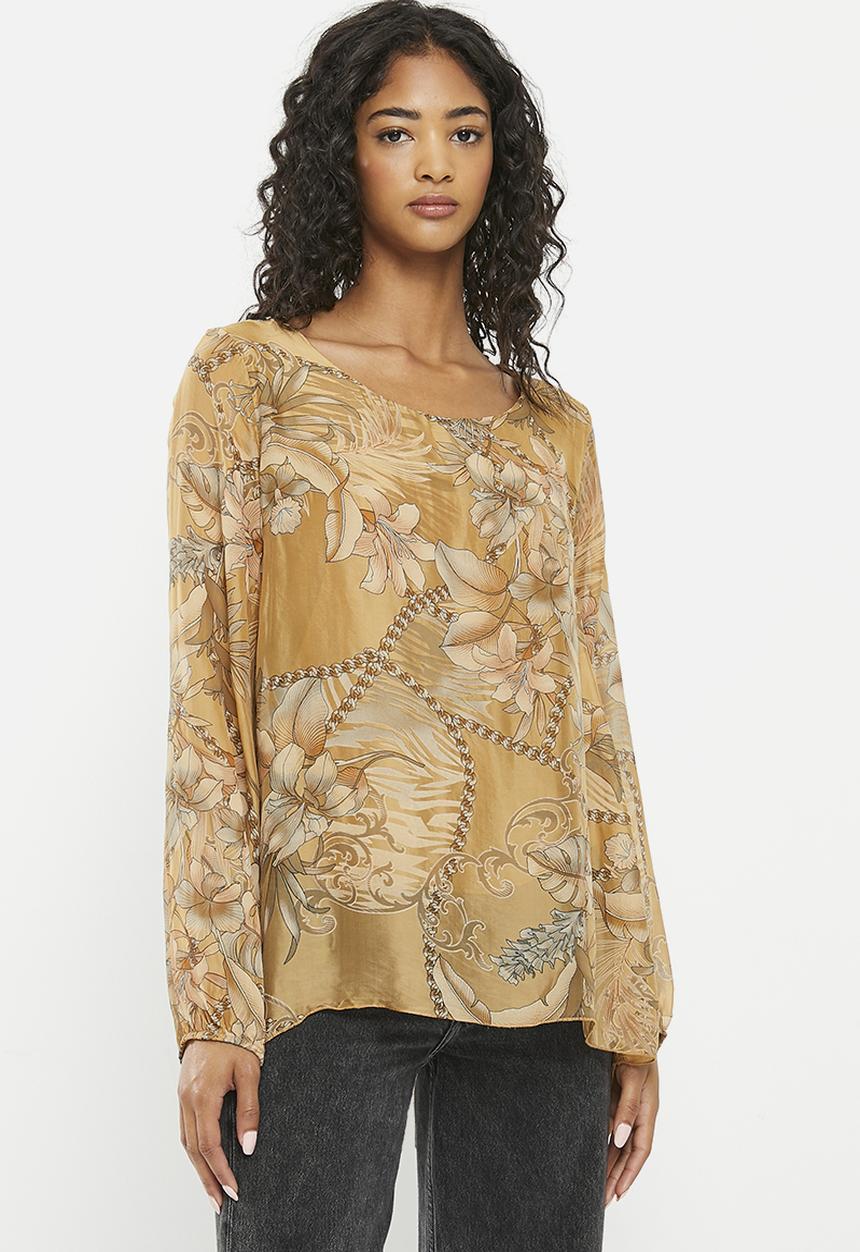 Zabaione - Print longesleeve blouse - tobacco